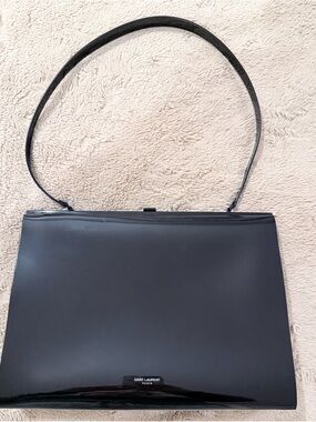 Saint Laurent Le- Anne Marie Black Patent Shoulder Bag with Slim Strap